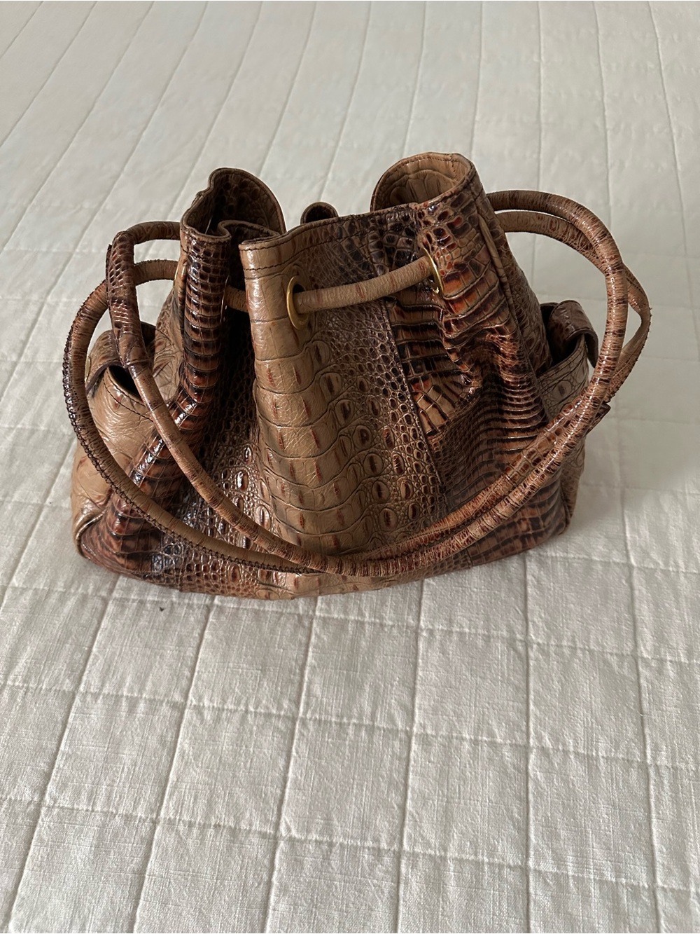 Vintage 90s Brahmin brown leather shoulder bag